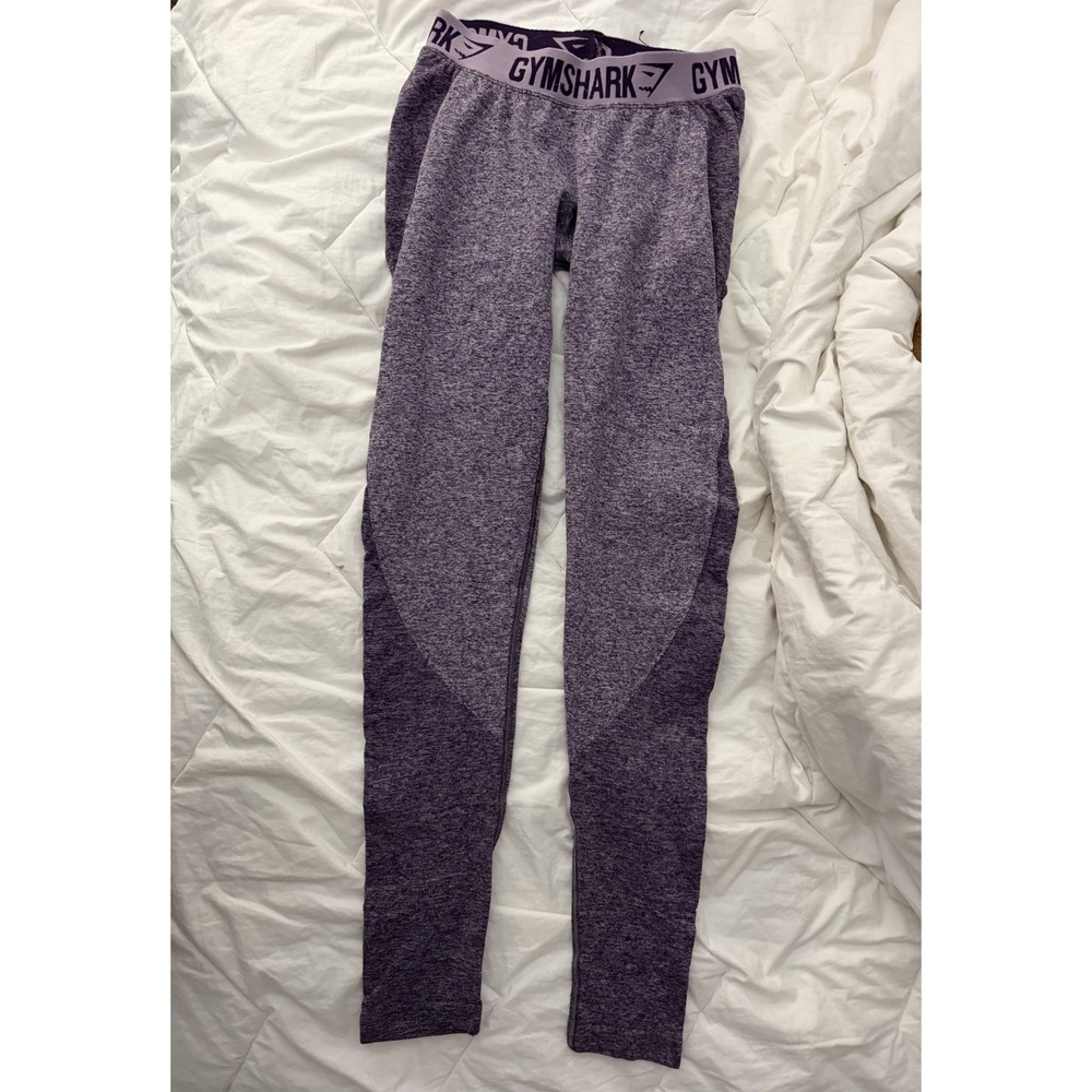 Gymshark Women's Flex Dry Cropped Leggings Waistband Marled Purple Size Small